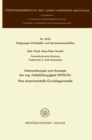 Untersuchungen zum Konzept der sog. Feldabhangigkeit (WITKIN): Eine experimentelle Grundlagenstudie - eBook