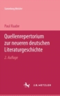 Quellenrepertorium zur neueren deutschen Literaturgeschichte - Book