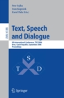 Text, Speech and Dialogue : 9th International Conference, TSD 2006, Brno, Czech Republic, September 11-15, 2006, Proceedings - eBook