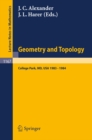 Geometry and Topology : Proceedings of the Special Year held at the University of Maryland, College Park, 1983 - 1984 - eBook