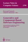Generative and Component-based Software Engineering : First International Symposium, GCSE'99, Erfurt, Germany, September 28-30, 1999, Revised Papers - Book