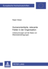 Humanorientierte, relevante Felder in der Organisation : Untersuchungen auf der Basis von Mitarbeiterbefragungen - Book