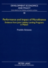 Performance and Impact of Microfinance : Evidence from Joint Liability Lending Programs in Malawi - Book