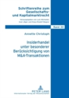 Insiderhandel Unter Besonderer Beruecksichtigung Von M&A-Transaktionen - Book