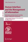 Human Interface and the Management of Information : Information and Interaction for Learning, Culture, Collaboration and Business, 15th International Conference, HCI International 2013, Las Vegas, NV, - Book