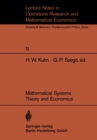 Mathematical Systems Theory and Economics I/II : Proceeding of an International Summer School held in Varenna, Italy, June 1-12, 1967 - eBook