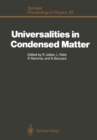 Universalities in Condensed Matter : Proceedings of the Workshop, Les Houches, France, March 15-25,1988 - eBook