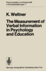 The Measurement of Verbal Information in Psychology and Education - eBook