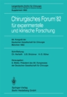 Chirurgisches Forum'82 fur experimentelle und klinische Forschung : 99. Kongre der Deutschen Gesellschaft fur Chirurgie, Munchen, 14. bis 17. April 1982 - eBook