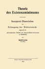 Theorie des Existenzminimums : Inaugural-Dissertation zur Erlangung der Doktorwurde eingereicht der philosophischen Fakultat der Ruprecht-Karls-Universitat zu Heidelberg - eBook