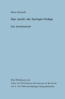 Das Archiv des Springer-Verlags : Ein Arbeitsbericht - eBook