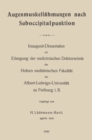 Augenmuskellahmungen nach Suboccipitalpunktion : Inaugural-Dissertation - eBook