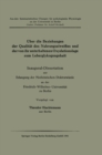 Uber die Beziehungen der Qualitat des Nahrungseiweies und der von ihr unterhaltenen Oxydationslage zum Leberglykogengehalt : Inaugural-Dissertation - eBook