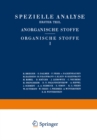 Spezielle Analyse : Erster Teil Anorganische Stoffe Organische Stoffe I - eBook