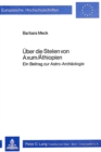 Ueber Die Stelen Von Axum/Aethiopien : Ein Beitrag Zur Astro-Archaeologie - Book