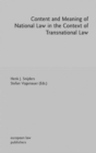 Content and Meaning of National Law in the Context of Transnational Law - eBook