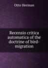 Recensio critica automatica of the doctrine of bird-migration - Book