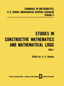 Studies in Constructive Mathematics and Mathematical Logic : Part I