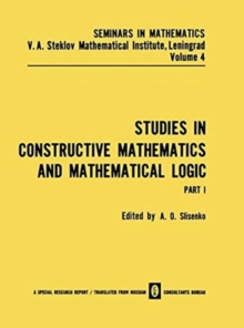 Studies in Constructive Mathematics and Mathematical Logic : Part I