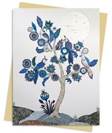 Alexandra Milton: Silver Tree of life with Four White-throated Magpies Greeting Card Pack : Pack of 6