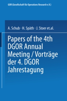 Vortrage der Jahrestagung 1974 DGOR Papers of the Annual Meeting