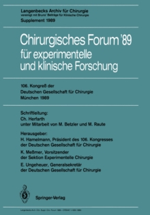 106. Kongre der Deutschen Gesellschaft fur Chirurgie Munchen, 29. Marz - 1. April 1989