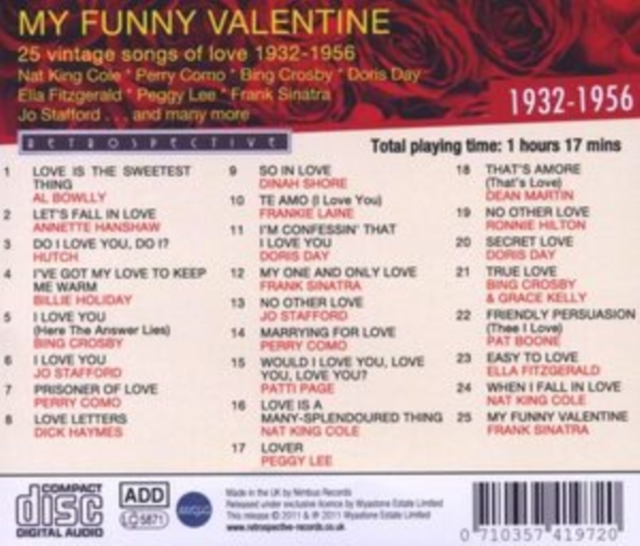 My Funy Valentine: 25 Vintage Songs of Love 1932-1956, CD / Album Cd