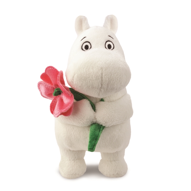 Moomin Standing with Pink Flower Plush Toy, Paperback Book