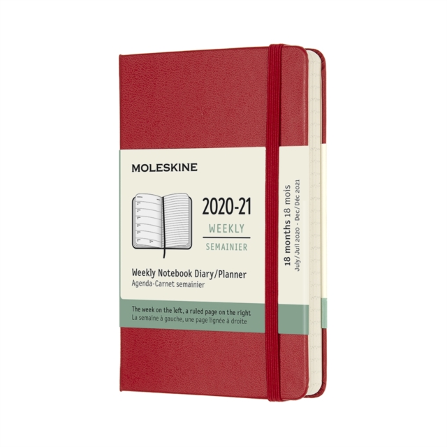 Moleskine 2021 18-Month Weekly Pocket Hardcover Diary : Scarlet Red, Diary Book