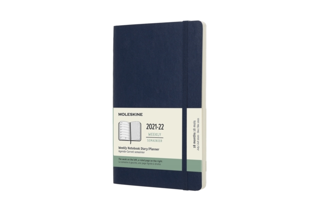 Moleskine 2022 18-Month Weekly Large Softcover Notebook : Sapphire Blue, Diary Book