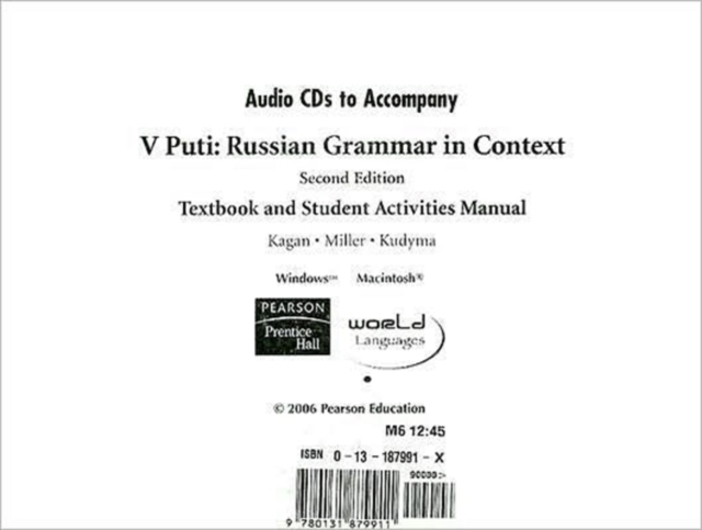 Audio CD's for V PUti : Russian Grammar in Context Textbook and Student Activities Manual, CD-Audio Book