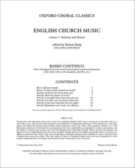English Church Music, Volume 1: Anthems and Motets, Sheet music Book
