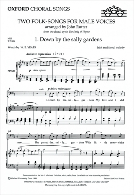 Two folk-songs for male voices from The Sprig of Thyme, Sheet music Book