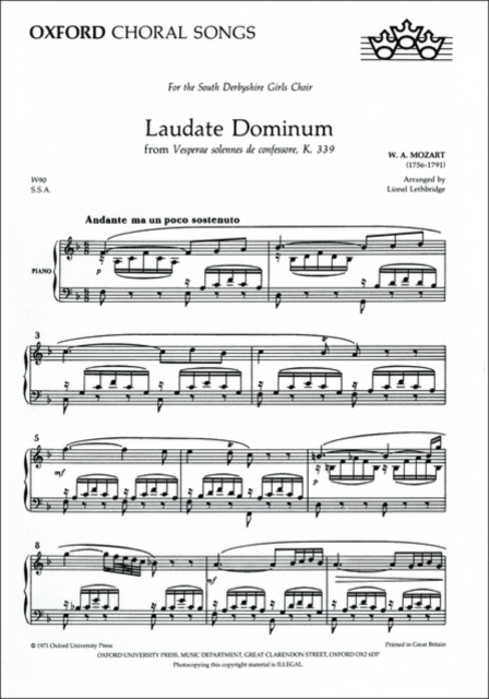 Laudate Dominum, Sheet music Book