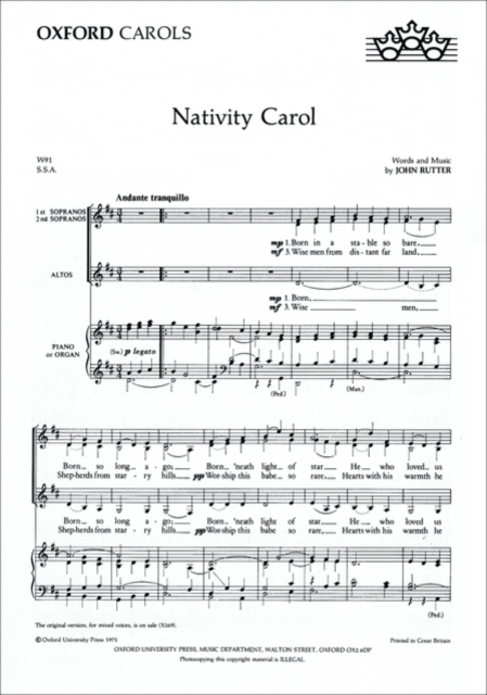 Nativity Carol, Sheet music Book