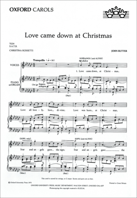 Love came down at Christmas, Sheet music Book
