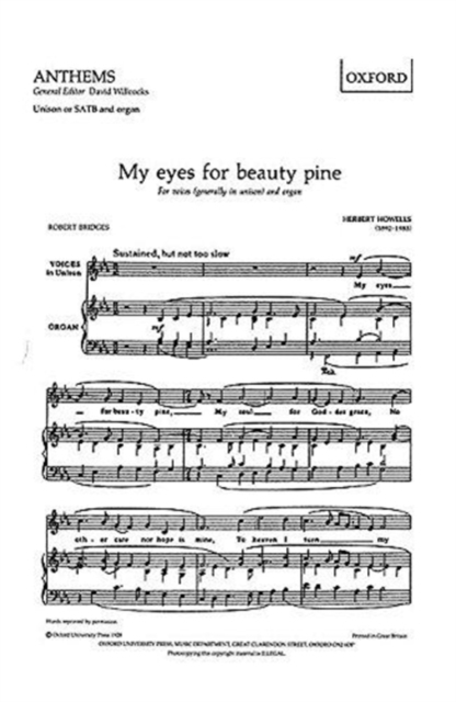 My eyes for beauty pine, Sheet music Book