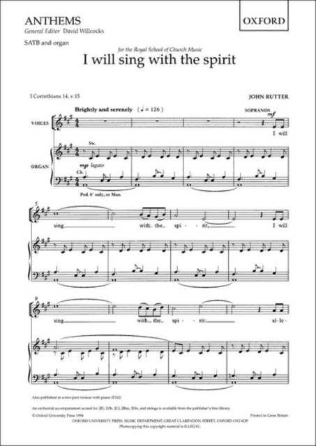 I will sing with the spirit, Sheet music Book