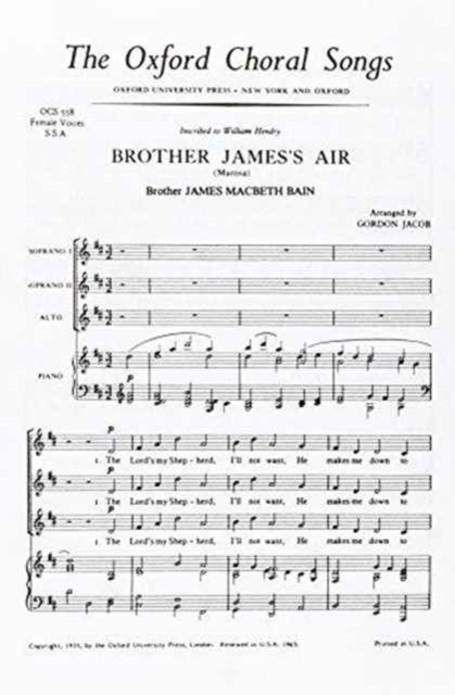 Brother James's Air, Sheet music Book