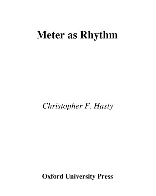 Meter As Rhythm, PDF eBook