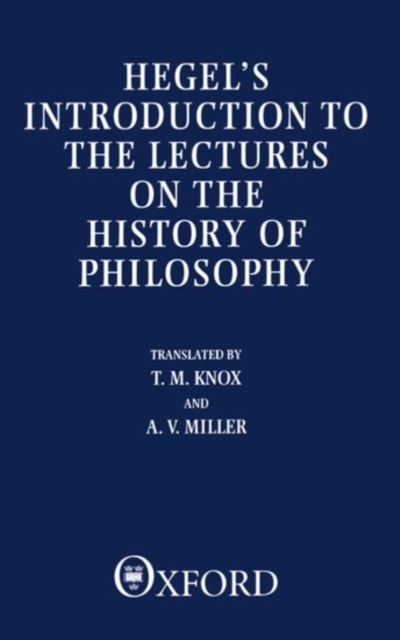 Introduction to the Lectures on the History of Philosophy, Paperback / softback Book