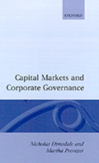 Capital Markets and Corporate Governance, Hardback Book