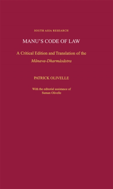 Manu's Code of Law : A Critical Edition and Translation of the M-anava-Dharma?-astra, PDF eBook