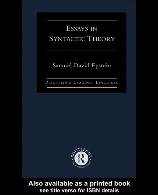 Essays in Syntactic Theory, PDF eBook