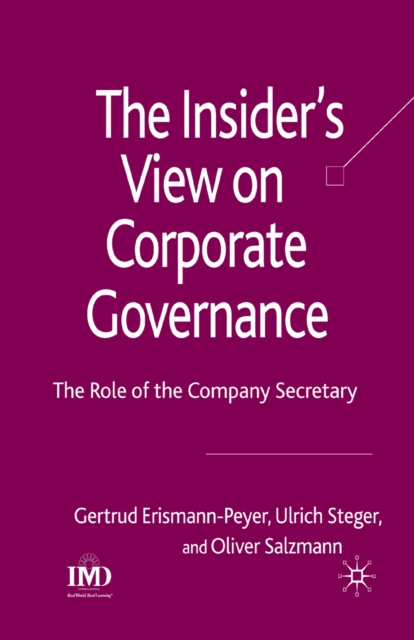 The Insider's View on Corporate Governance : The Role of the Company Secretary, PDF eBook
