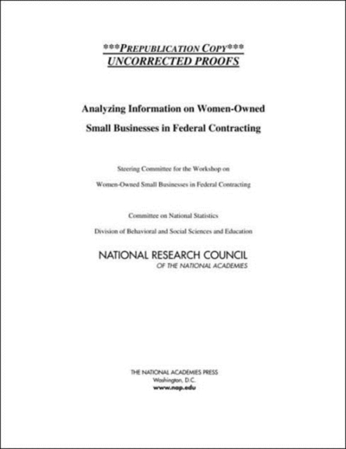 Analyzing Information on Women-Owned Small Businesses in Federal Contracting, Paperback / softback Book