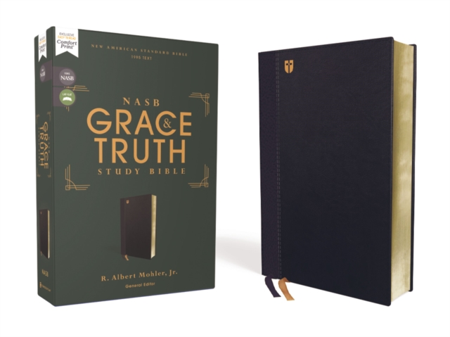 NASB, The Grace and Truth Study Bible (Trustworthy and Practical Insights), Leathersoft, Navy, Red Letter, 1995 Text, Comfort Print, Leather / fine binding Book