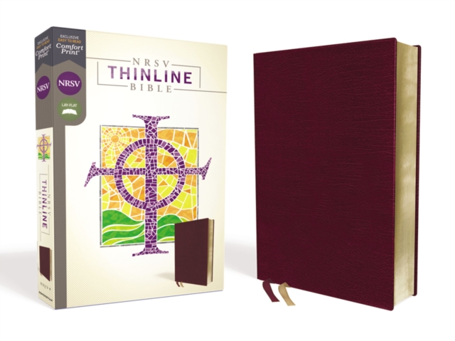 NRSV, Thinline Bible, Bonded Leather, Burgundy, Comfort Print, Leather / fine binding Book