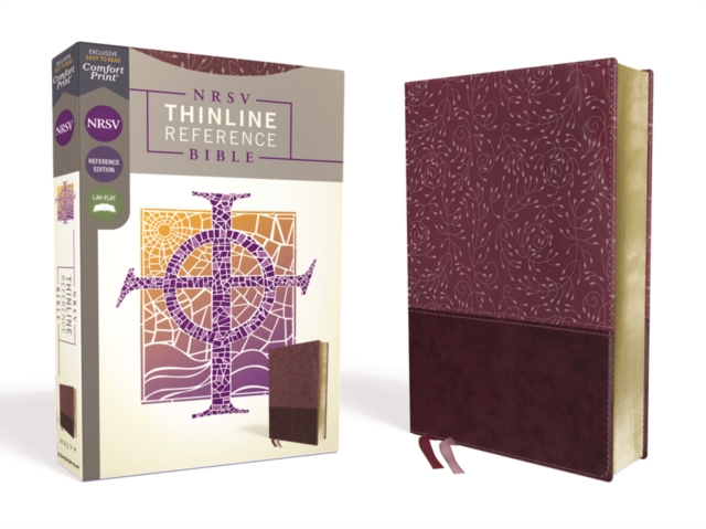 NRSV, Thinline Reference Bible, Leathersoft, Burgundy, Comfort Print, Leather / fine binding Book