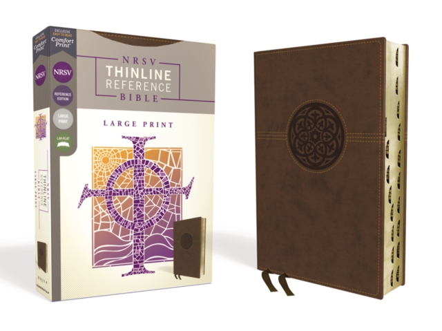 NRSV, Thinline Reference Bible, Large Print, Leathersoft, Brown, Thumb Indexed, Comfort Print, Leather / fine binding Book